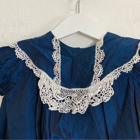 Vintage Jessica McClintock Gunne Sax Baby Taffeta Dress Big Collar Lace - Picture 17 of 17